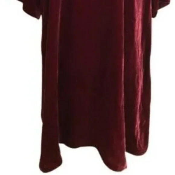 Eileen Fisher Hibiscus Red Velvet Round Neck Tunic Short Dress